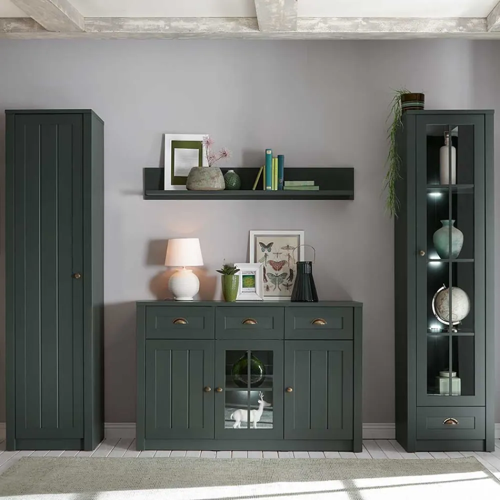 Wohnen Esszimmer Möbel Set in Dunkelgrün - Niestov (vierteilig)