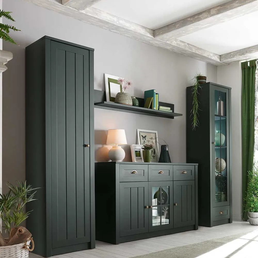 Wohnen Esszimmer Möbel Set in Dunkelgrün - Niestov (vierteilig)