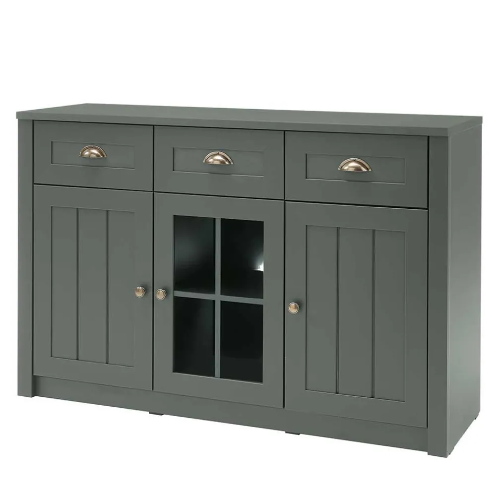 Wohnen Esszimmer Möbel Set in Dunkelgrün - Niestov (vierteilig)