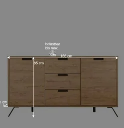 Wohnen Esszimmer Möbel Set in Eiche - Rodonda (dreiteilig)