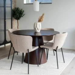 Wohnen Braune Möbel|Skandinavische Möbel*Esszimmer Möbelset mit rundem Tisch - Crystono (fünfteilig)