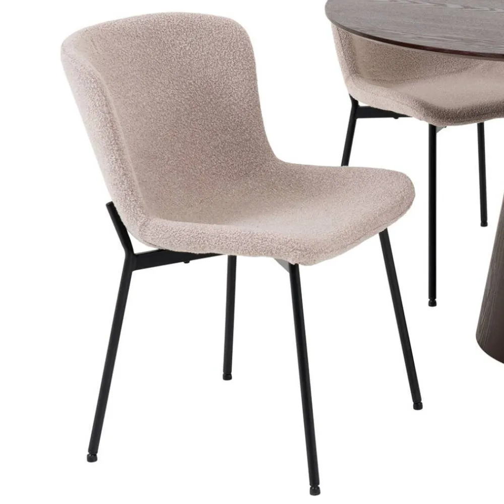 Wohnen Braune Möbel|Skandinavische Möbel*Esszimmer Möbelset mit rundem Tisch - Crystono (fünfteilig)