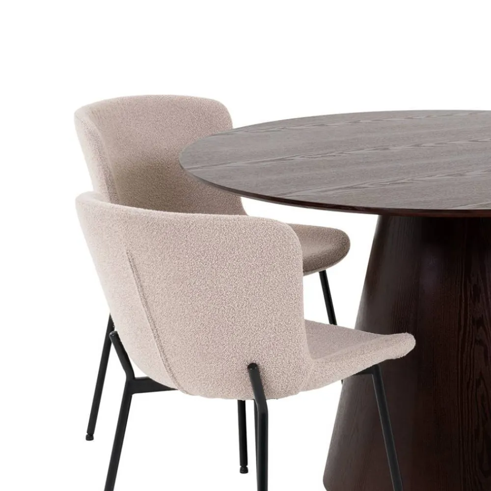 Wohnen Braune Möbel|Skandinavische Möbel*Esszimmer Möbelset mit rundem Tisch - Crystono (fünfteilig)