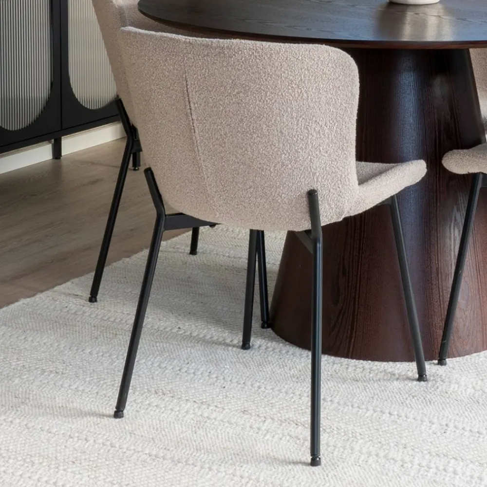 Wohnen Braune Möbel|Skandinavische Möbel*Esszimmer Möbelset mit rundem Tisch - Crystono (fünfteilig)