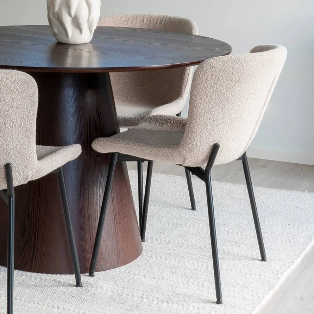 Wohnen Braune Möbel|Skandinavische Möbel*Esszimmer Möbelset mit rundem Tisch - Crystono (fünfteilig)