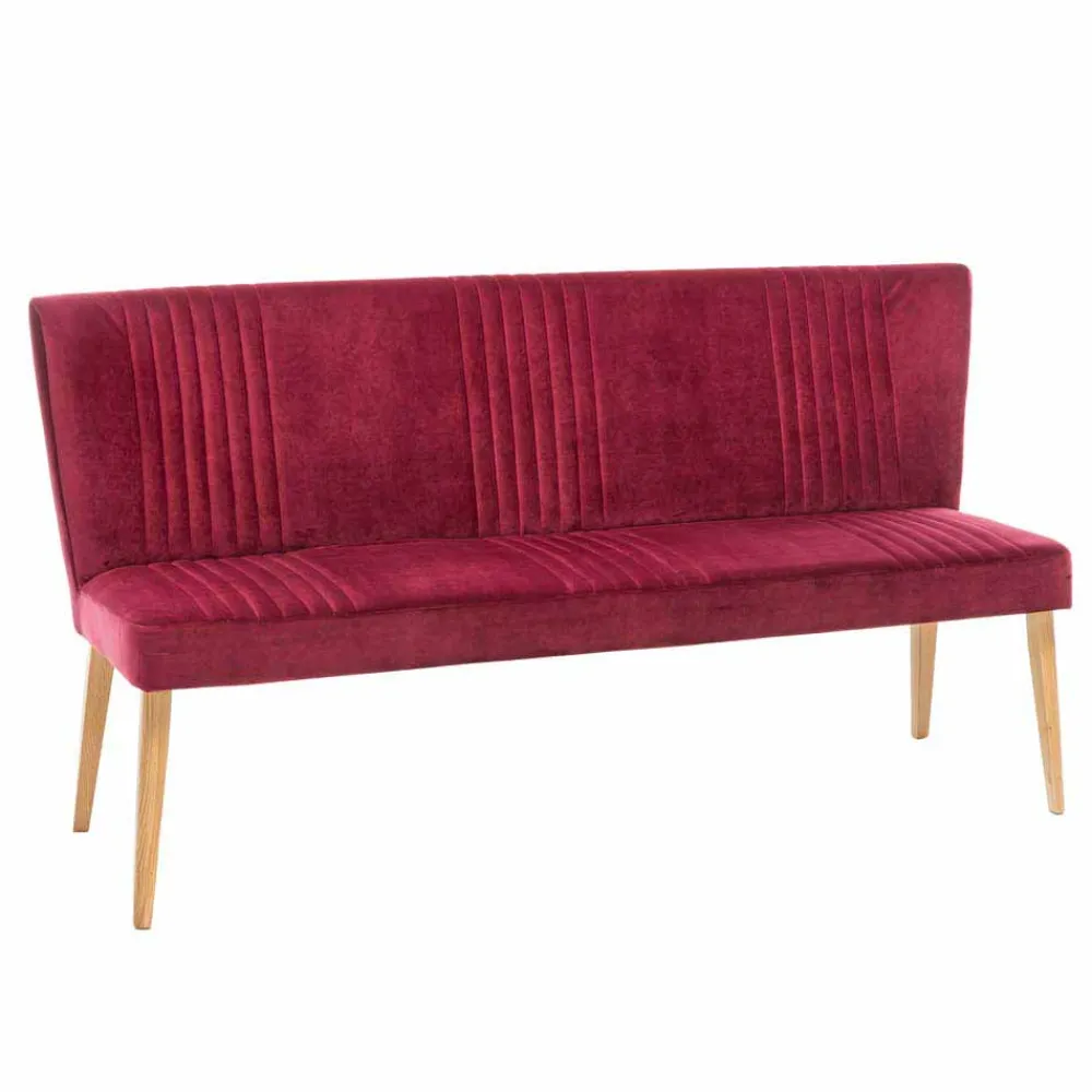 Wohnen Esszimmer Polsterbank in Velours Pink Dunkel Neo & Eiche