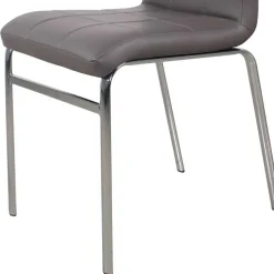 Wohnen Esszimmer Sitzgruppe in Grau & Weiß Sisela mit Kunstleder Stühlen (fünfteilig)