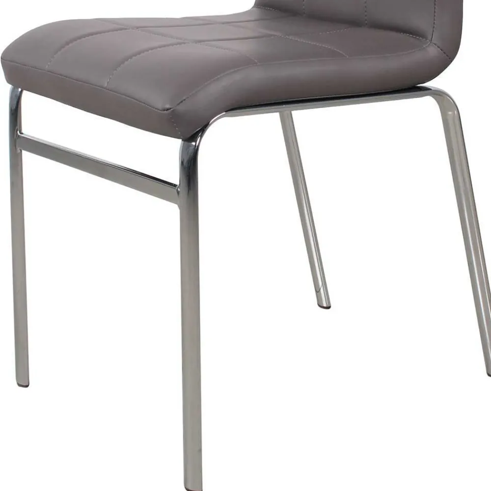 Wohnen Esszimmer Sitzgruppe in Grau & Weiß Sisela mit Kunstleder Stühlen (fünfteilig)