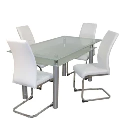 Wohnen Esszimmer Sitzgruppe mit Glastisch - Yulmatro (fünfteilig)