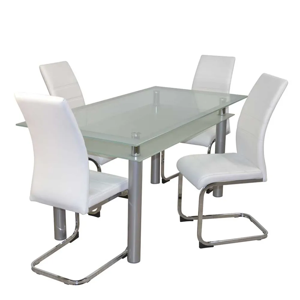 Wohnen Esszimmer Sitzgruppe mit Glastisch - Yulmatro (fünfteilig)