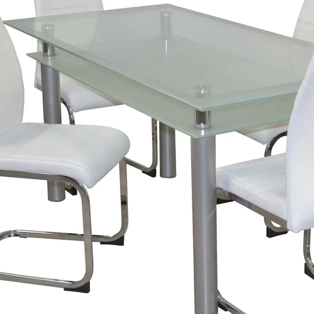 Wohnen Esszimmer Sitzgruppe mit Glastisch - Yulmatro (fünfteilig)