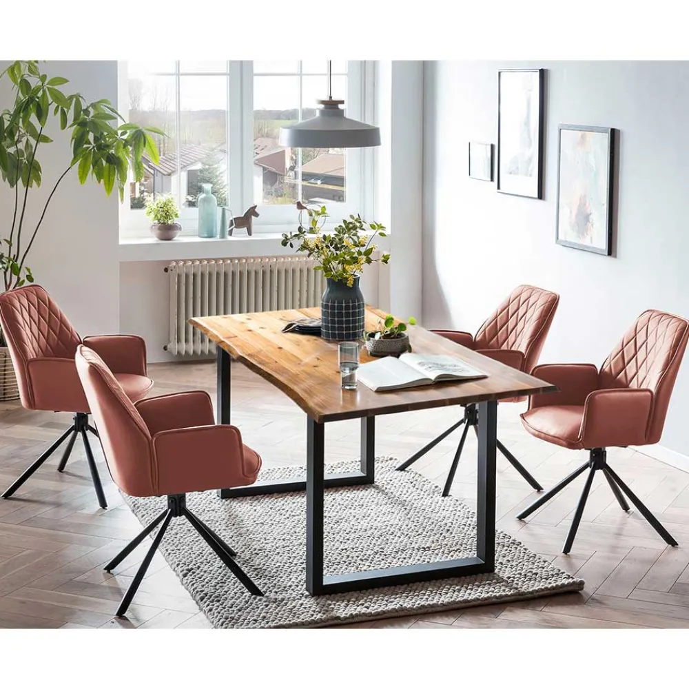 Wohnen Braune Möbel|Loft Möbel*Esszimmer Sitzgruppe modern - Frey (fünfteilig)