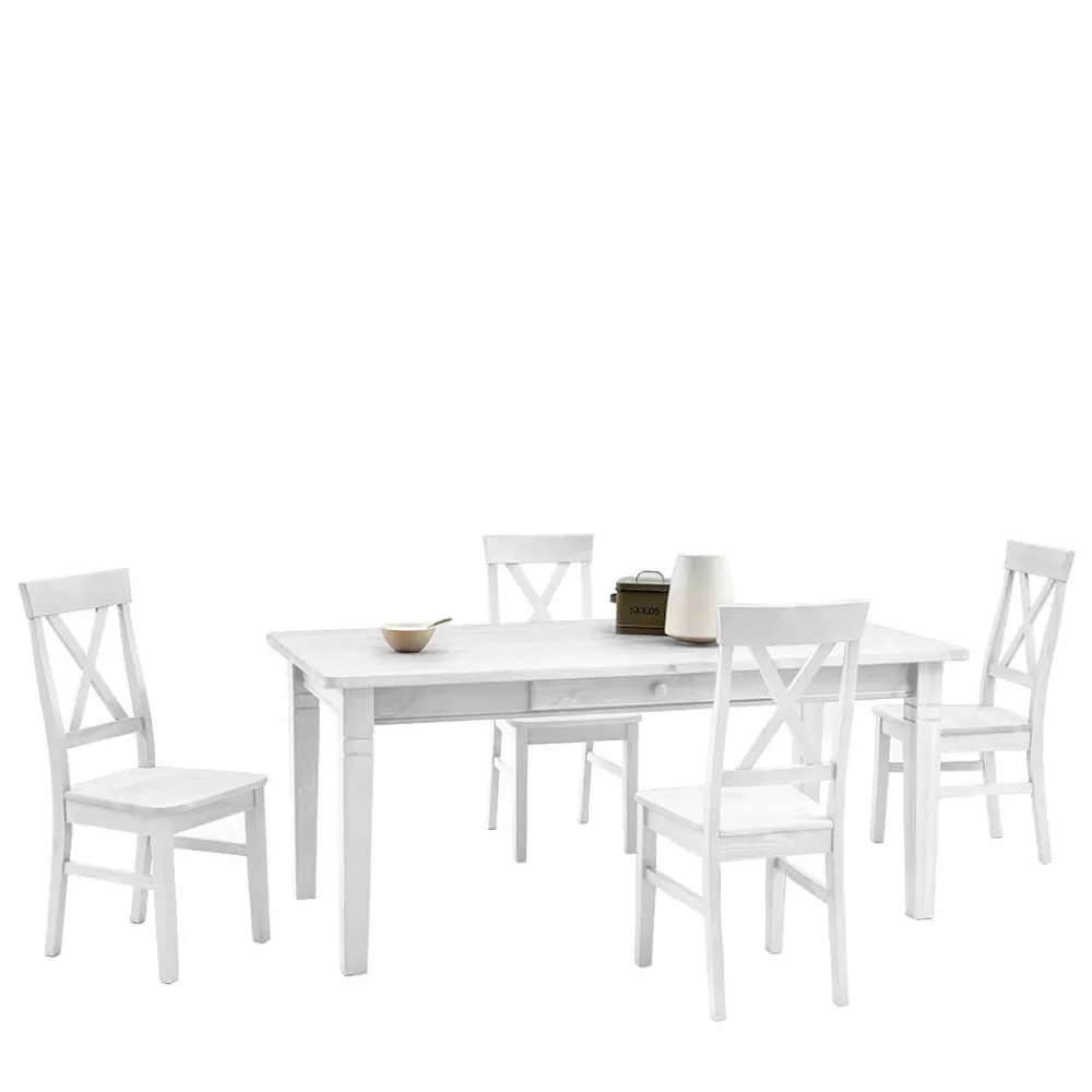 Wohnen Küchen-Essgruppen|Essgruppen*Esszimmer Sitzgruppe Onesti im skandinavischen Landhausstil (fünfteilig)