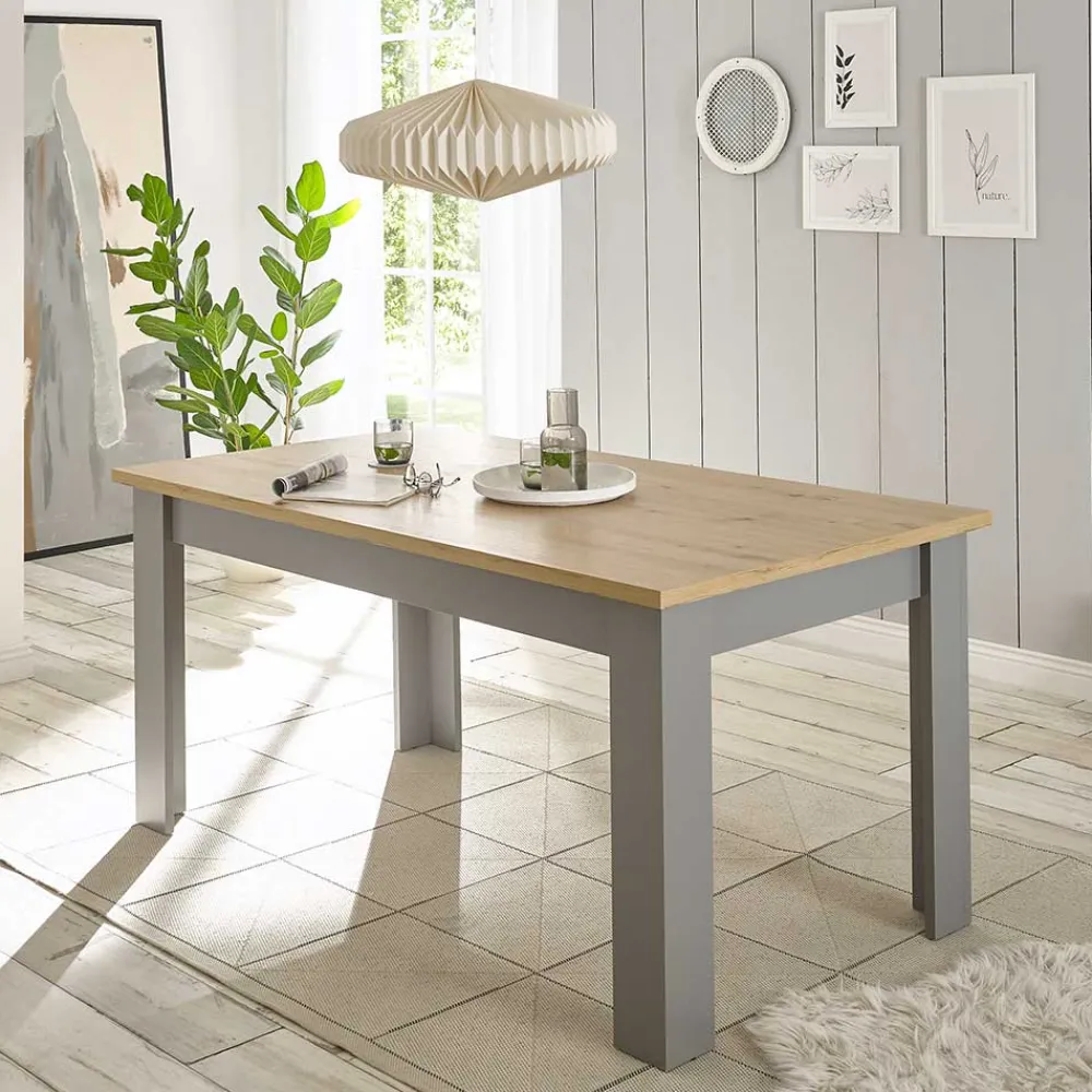 Wohnen Esszimmertische|Landhausmöbel*Esszimmer Tisch in Eiche NB & Lichtgrau - Buleta