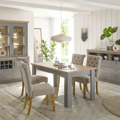 Wohnen Esszimmertische|Landhausmöbel*Esszimmer Tisch in Eiche NB & Lichtgrau - Buleta