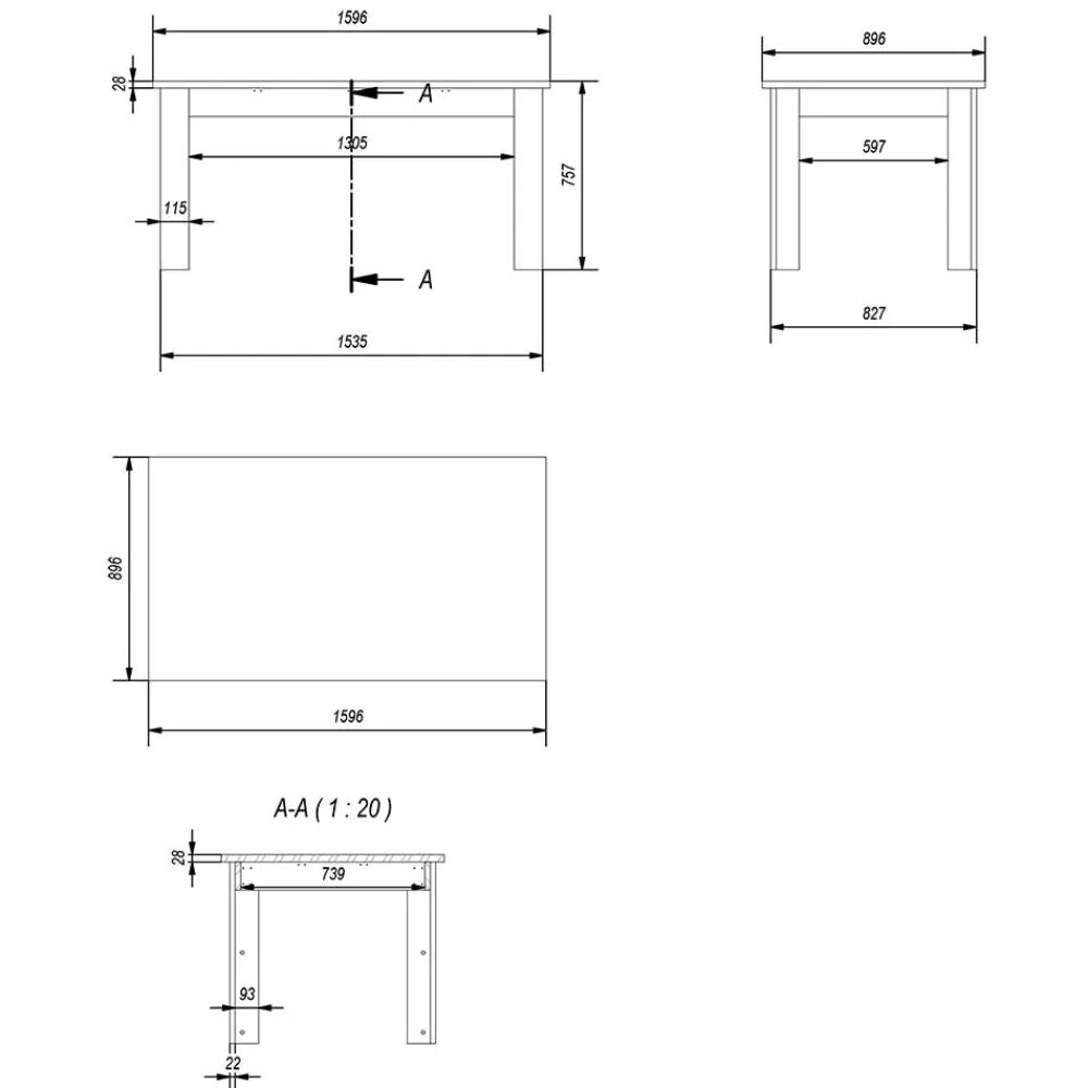 Wohnen Esszimmertische|Landhausmöbel*Esszimmer Tisch in Eiche NB & Lichtgrau - Buleta