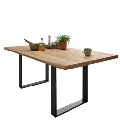Wohnen Schwarze Möbel|Naturholzmöbel*Esszimmer Tisch mit Holzplatte aus Wildeiche - Rouven