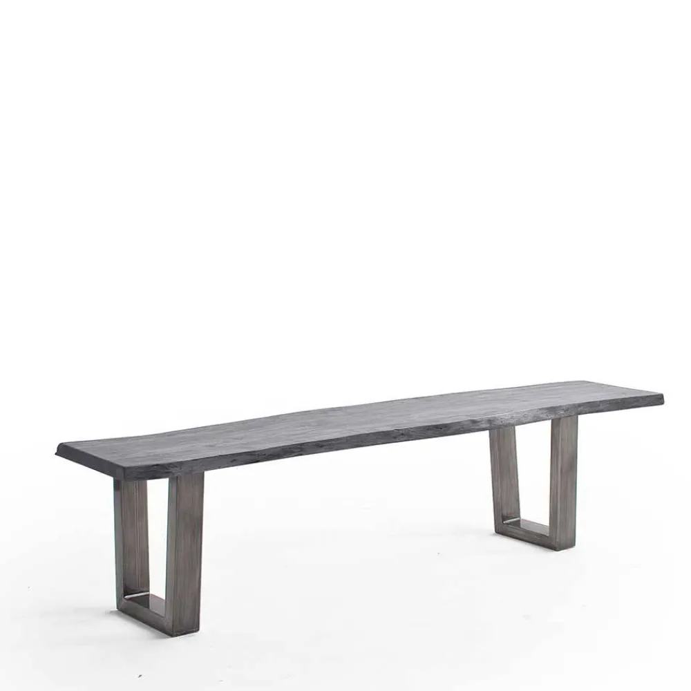 Wohnen Loft Möbel|Industrial Möbel*Esszimmerbank in Akazie Grau und Altsilber - Moggia