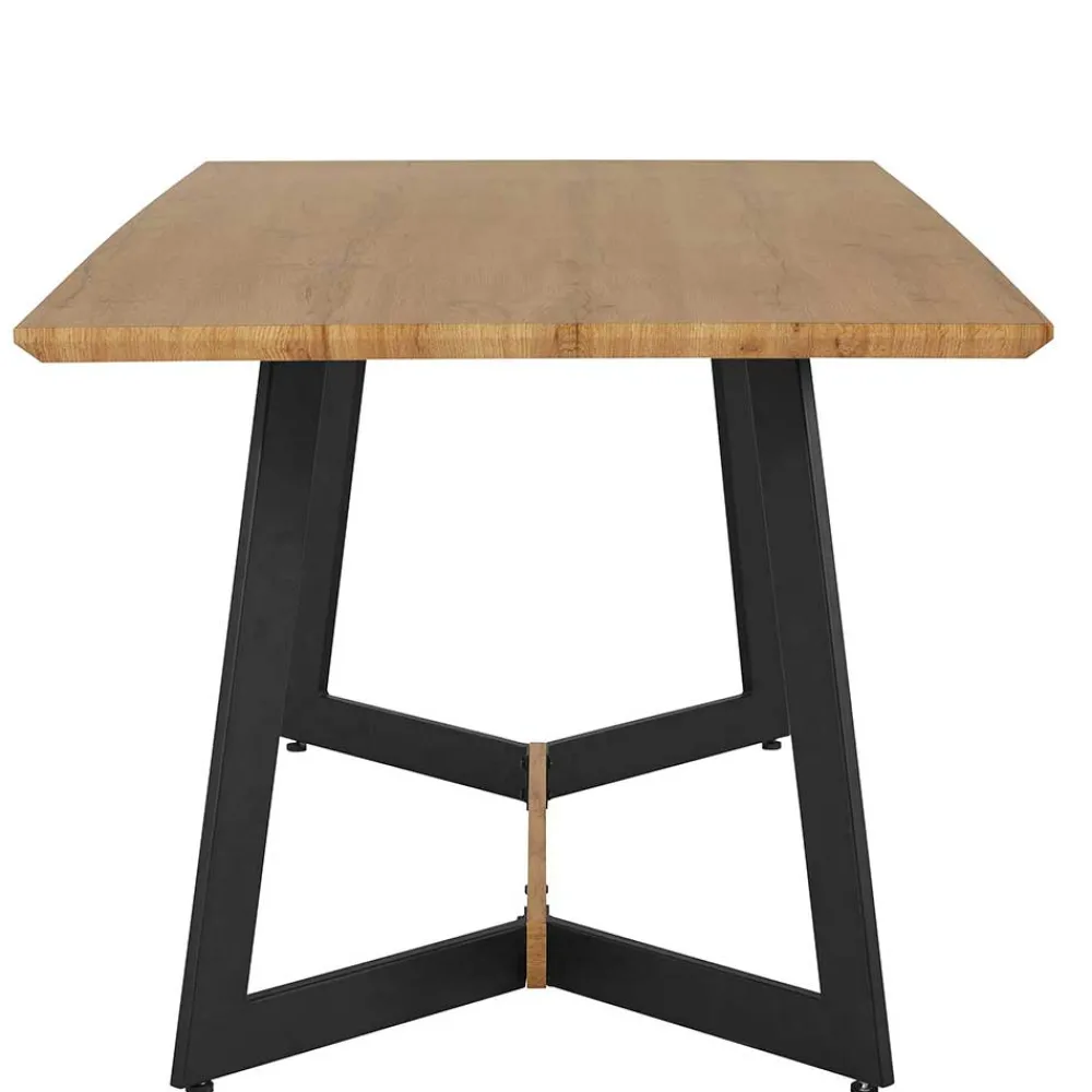 Wohnen Esszimmerbänke|Sitzbank*Esszimmerbank in Eiche Optik mit Schwarz - Yasmina