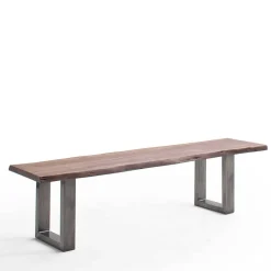 Wohnen Braune Möbel|Graue Möbel*Esszimmerbank in Walnuss Braun mit Altsilber - This