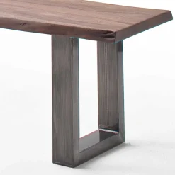 Wohnen Braune Möbel|Graue Möbel*Esszimmerbank in Walnuss Braun mit Altsilber - This