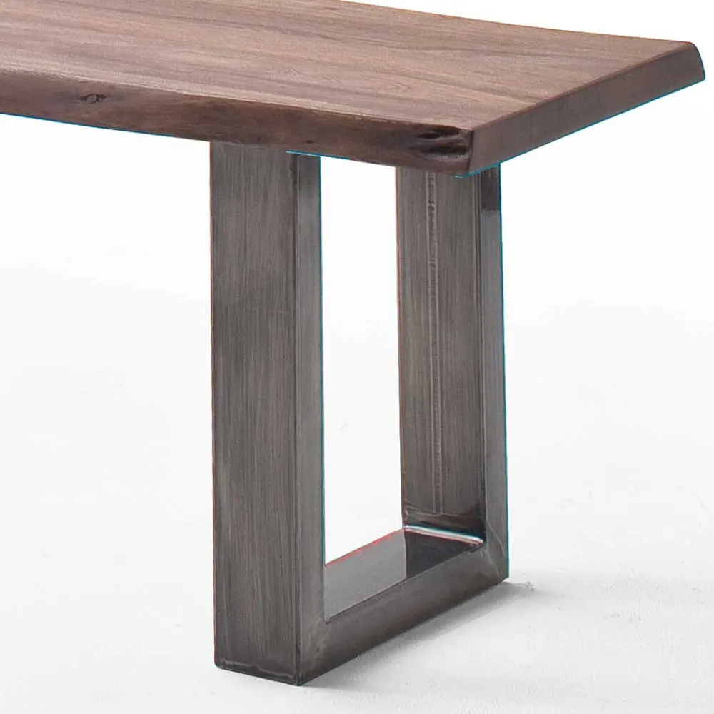 Wohnen Braune Möbel|Graue Möbel*Esszimmerbank in Walnuss Braun mit Altsilber - This