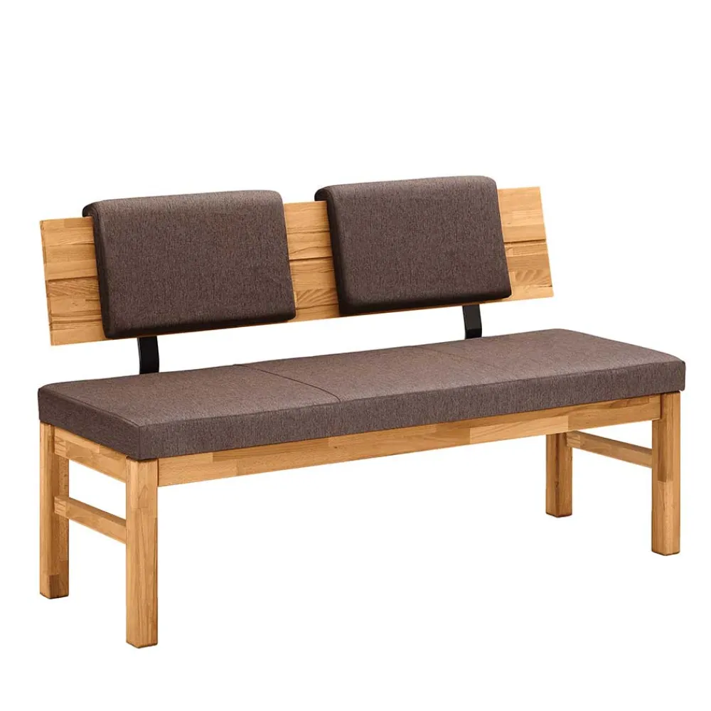 Wohnen Esszimmerbank mit Rückenlehne in Braun Stoff - Virds