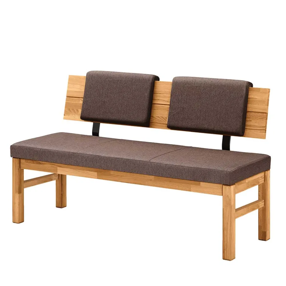 Wohnen Esszimmerbank mit Rückenlehne in Braun Stoff - Virds