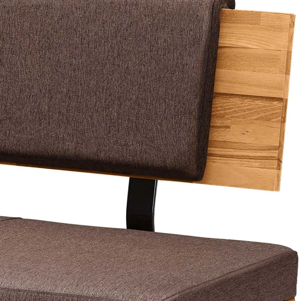 Wohnen Esszimmerbank mit Rückenlehne in Braun Stoff - Virds