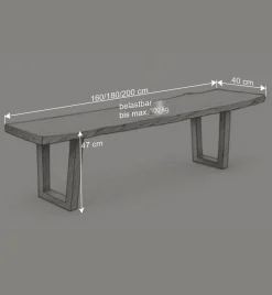 Wohnen Gartenbänke|Küchenbänke*Esszimmerbank mit Trapez-Bügelbeinen Anthrazit - Ramino