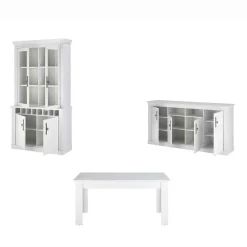 Wohnen Skandinavische Möbel*Esszimmereinrichtung in weißer Holzoptik Pinie - Liancos (dreiteilig)