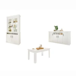 Wohnen Skandinavische Möbel*Esszimmereinrichtung in weißer Holzoptik Pinie - Liancos (dreiteilig)