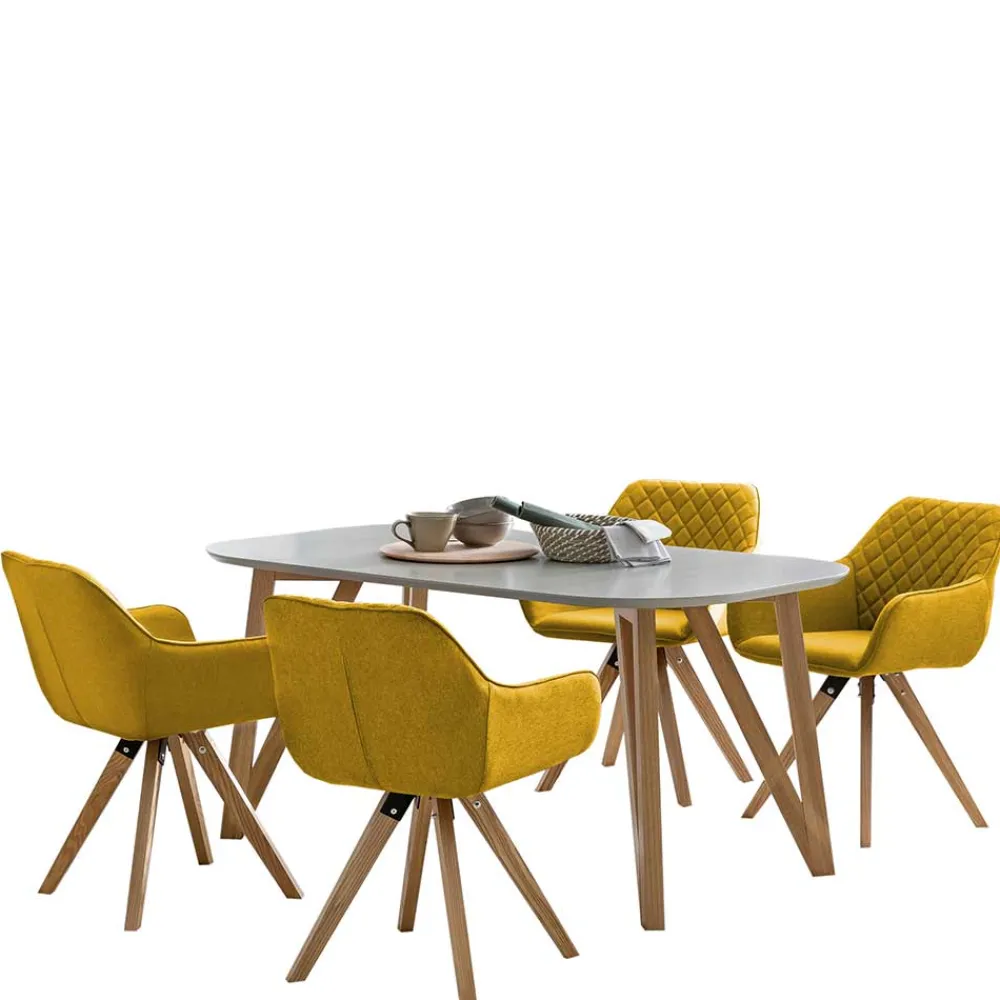 Wohnen Skandinavische Möbel*Esszimmergarnitur mit Polsterstühlen - Mint (fünfteilig)