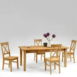 Wohnen Esszimmergruppe Giurgia aus Kiefer Massivholz (fünfteilig)