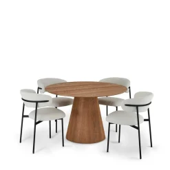 Wohnen Esszimmergruppe im Skandi Design - Bean (fünfteilig)