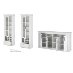 Wohnen Skandinavische Möbel|Wohnzimmer Komplett*Esszimmerschrank Set in weißer Holzoptik Pinie - Liancos (dreiteilig)