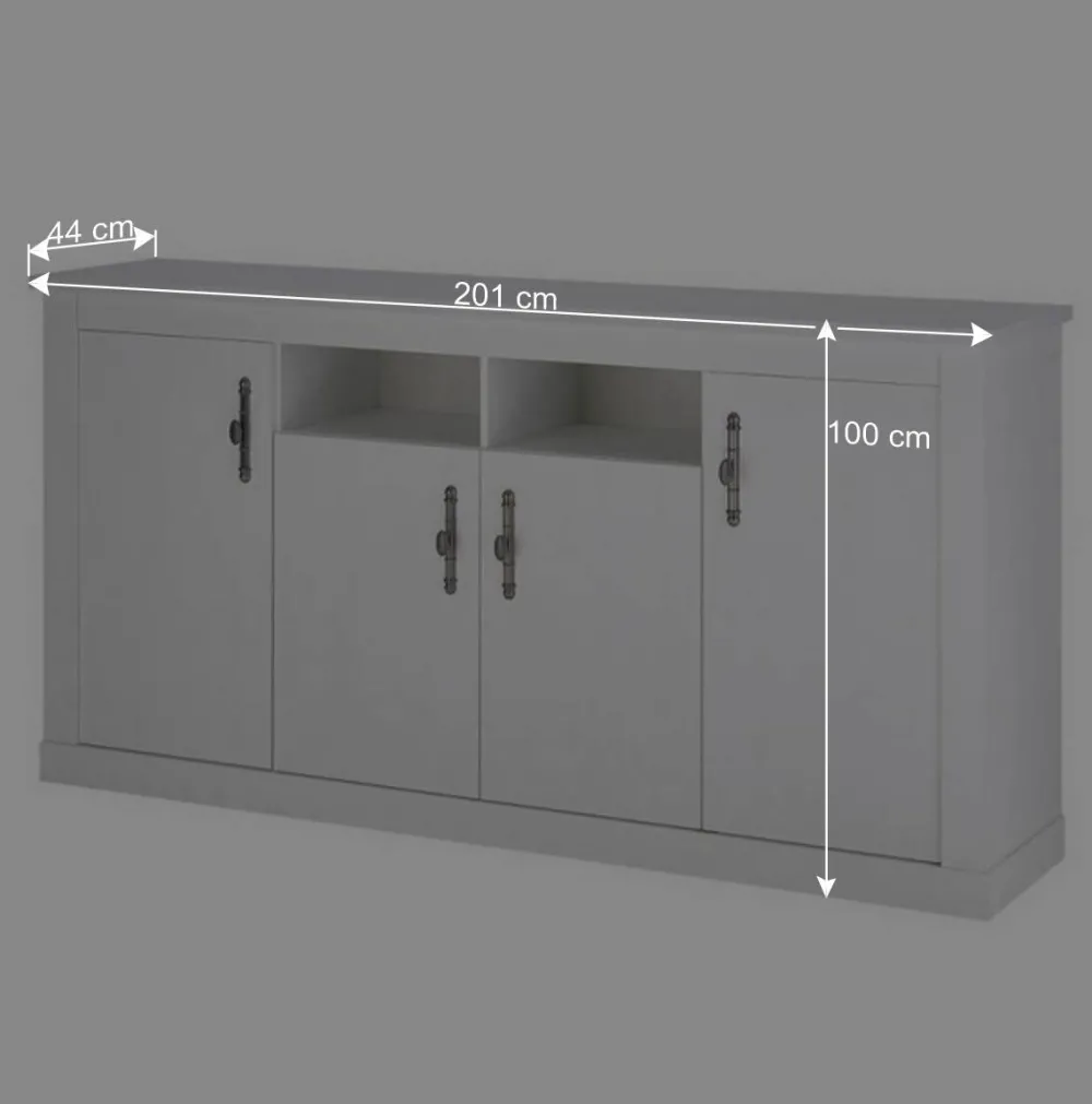 Wohnen Skandinavische Möbel|Wohnzimmer Komplett*Esszimmerschrank Set in weißer Holzoptik Pinie - Liancos (dreiteilig)