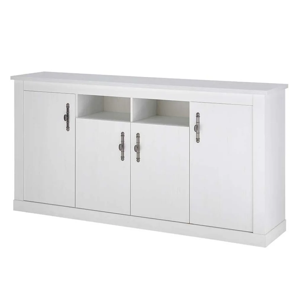 Wohnen Skandinavische Möbel|Wohnzimmer Komplett*Esszimmerschrank Set in weißer Holzoptik Pinie - Liancos (dreiteilig)