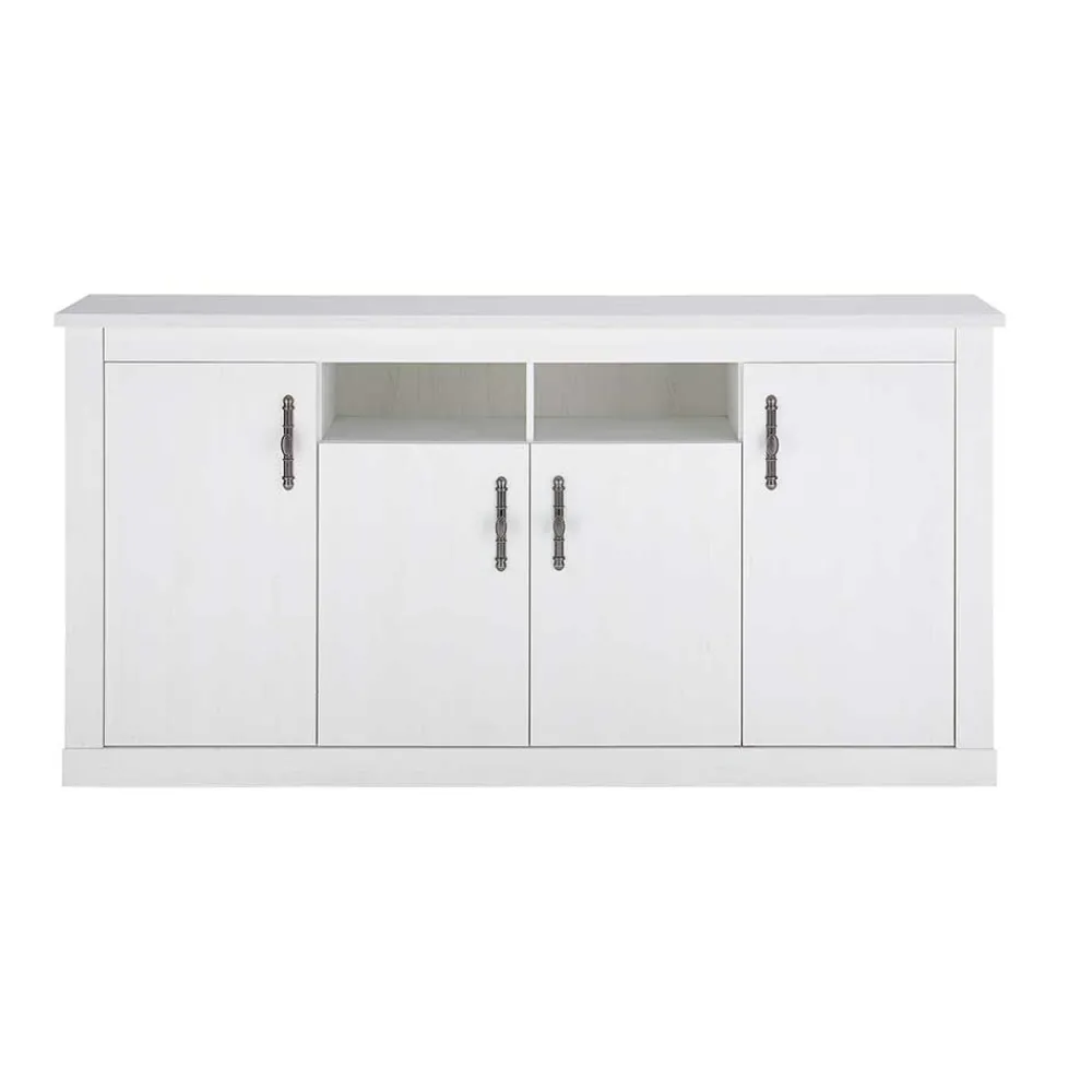 Wohnen Skandinavische Möbel|Wohnzimmer Komplett*Esszimmerschrank Set in weißer Holzoptik Pinie - Liancos (dreiteilig)