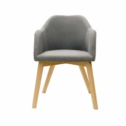 Wohnen Wohnzimmerstühle*Esszimmersessel mit Stoff in Grau Grosma & Holzgestell Eiche