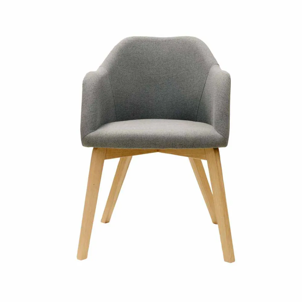 Wohnen Wohnzimmerstühle*Esszimmersessel mit Stoff in Grau Grosma & Holzgestell Eiche