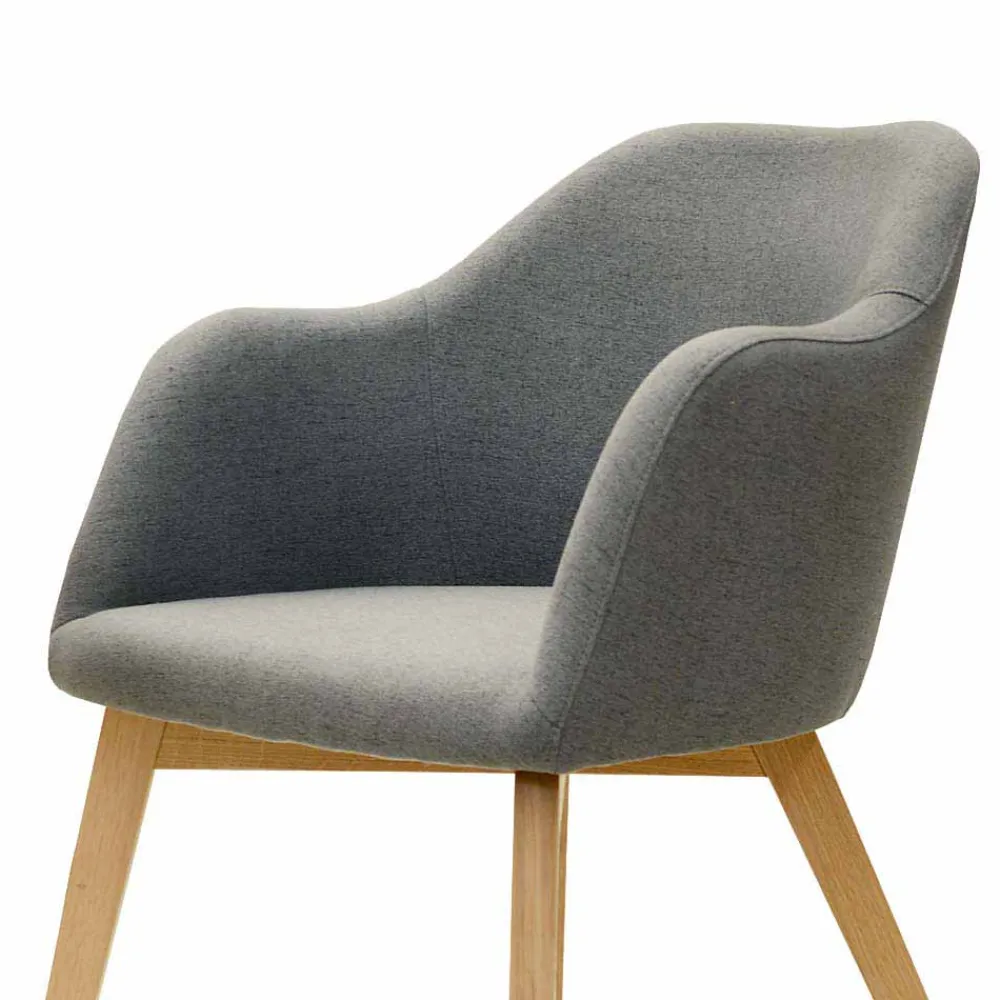 Wohnen Wohnzimmerstühle*Esszimmersessel mit Stoff in Grau Grosma & Holzgestell Eiche