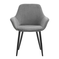 Wohnen Retro Möbel|Küchenstühle*Esszimmerstuhl aus Cord in Grau - Culau (2er Set)