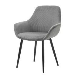 Wohnen Retro Möbel|Küchenstühle*Esszimmerstuhl aus Cord in Grau - Culau (2er Set)