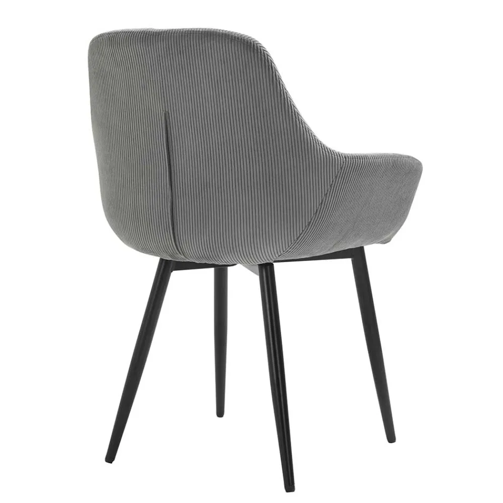 Wohnen Retro Möbel|Küchenstühle*Esszimmerstuhl aus Cord in Grau - Culau (2er Set)