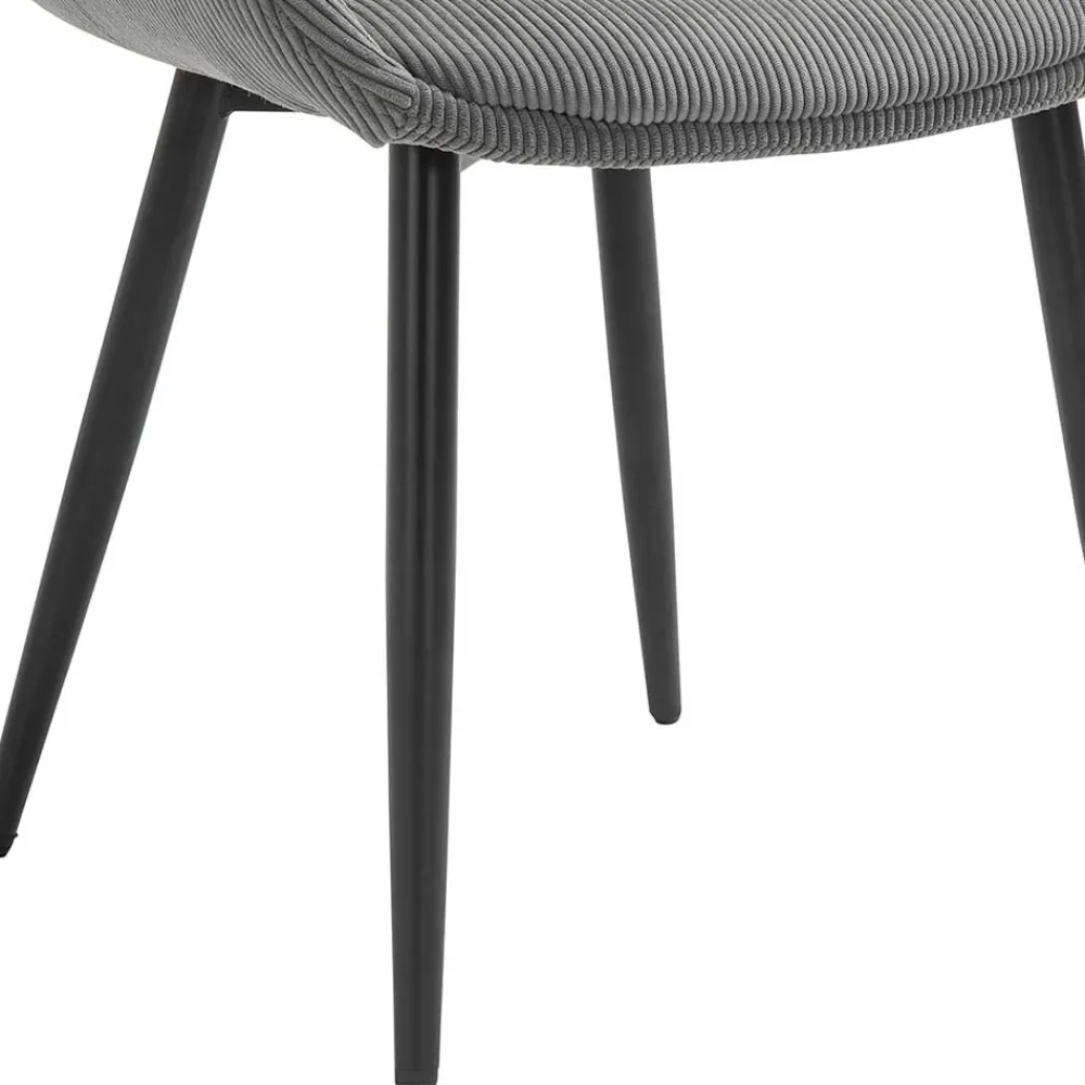 Wohnen Retro Möbel|Küchenstühle*Esszimmerstuhl aus Cord in Grau - Culau (2er Set)