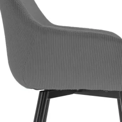 Wohnen Retro Möbel|Küchenstühle*Esszimmerstuhl aus Cord in Grau - Culau (2er Set)