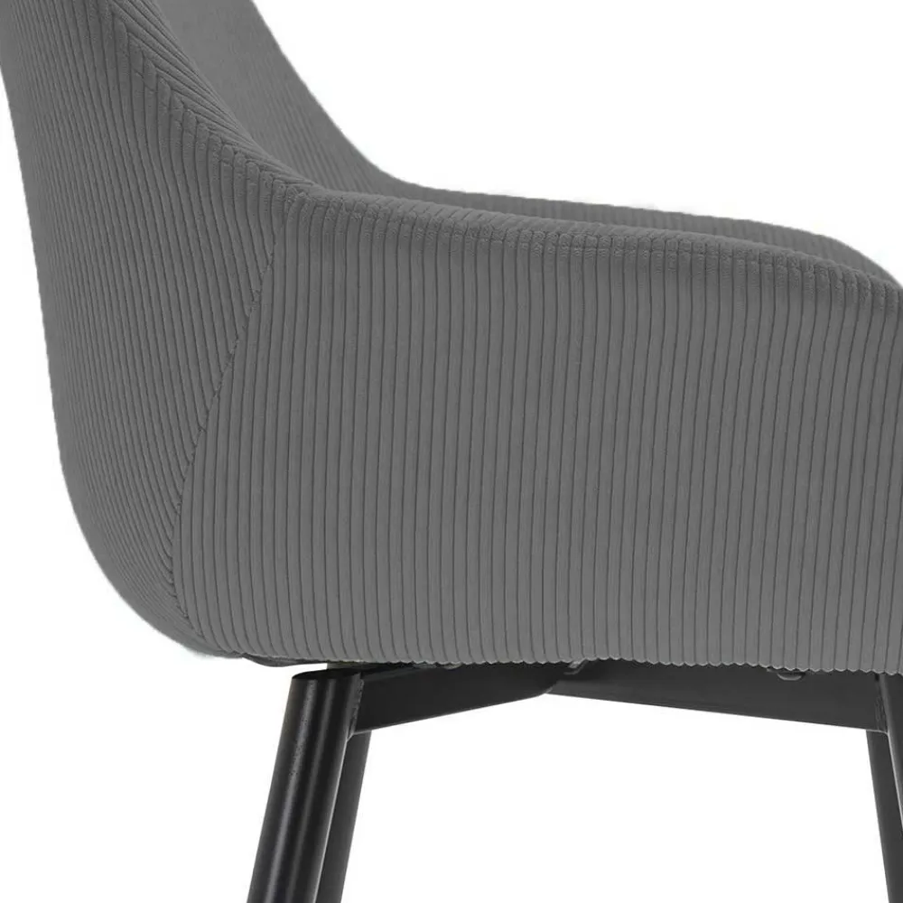 Wohnen Retro Möbel|Küchenstühle*Esszimmerstuhl aus Cord in Grau - Culau (2er Set)