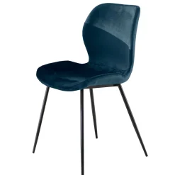 Wohnen Esszimmerstuhl in Blau Samtbezug - Borgio (4er Set)