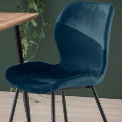 Wohnen Esszimmerstuhl in Blau Samtbezug - Borgio (4er Set)